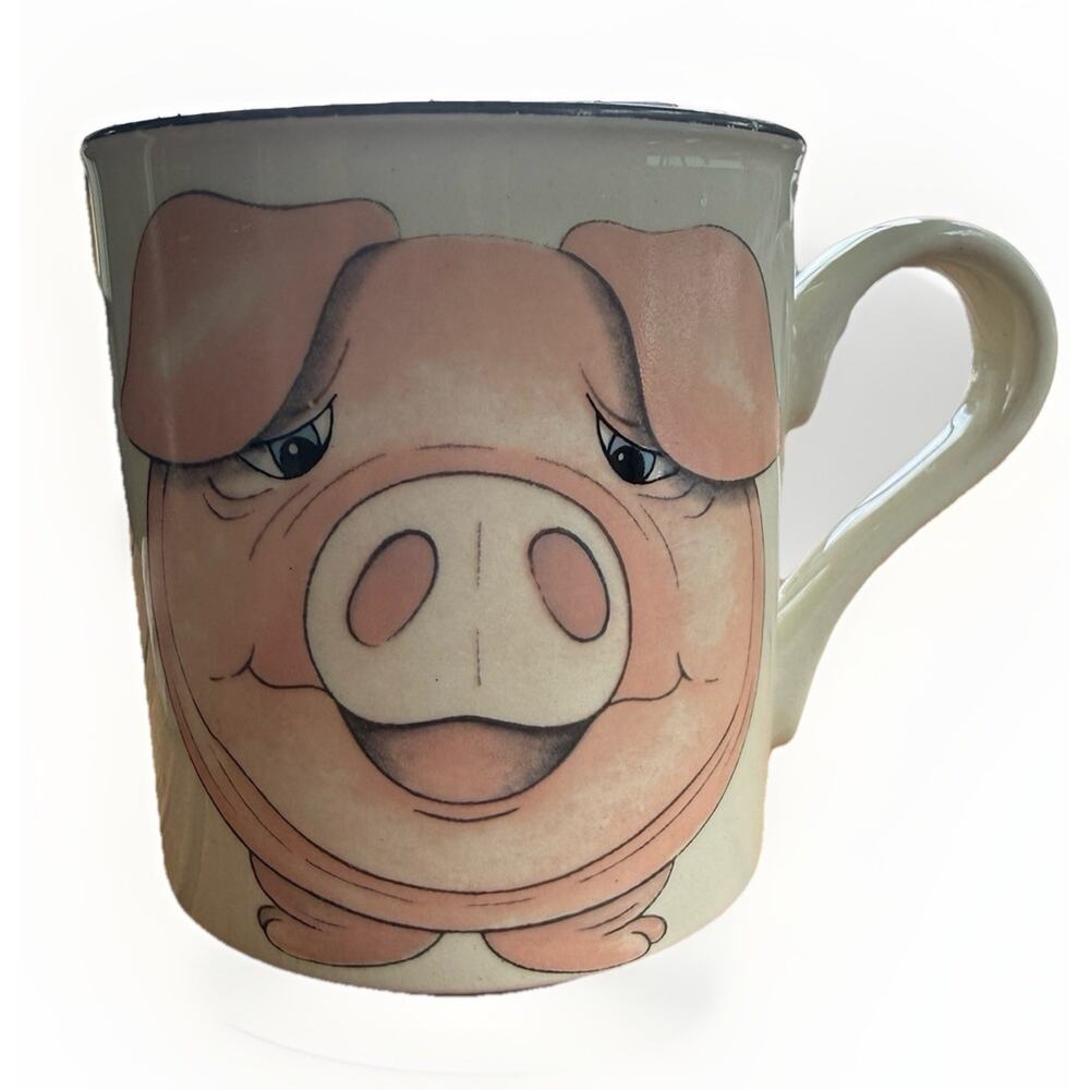 Vintage Arthur Wood England Coffee Mug Pig Face Pig Rear End Pics Farm Life 8oz